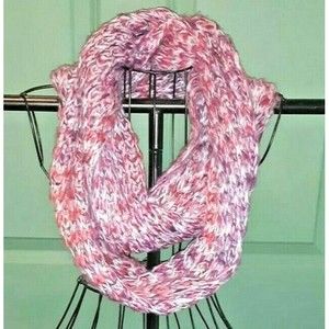 Pink, Gray, and White Infinity Scarf Barbiecore Grannycore Lagenlook Cuddly Warm